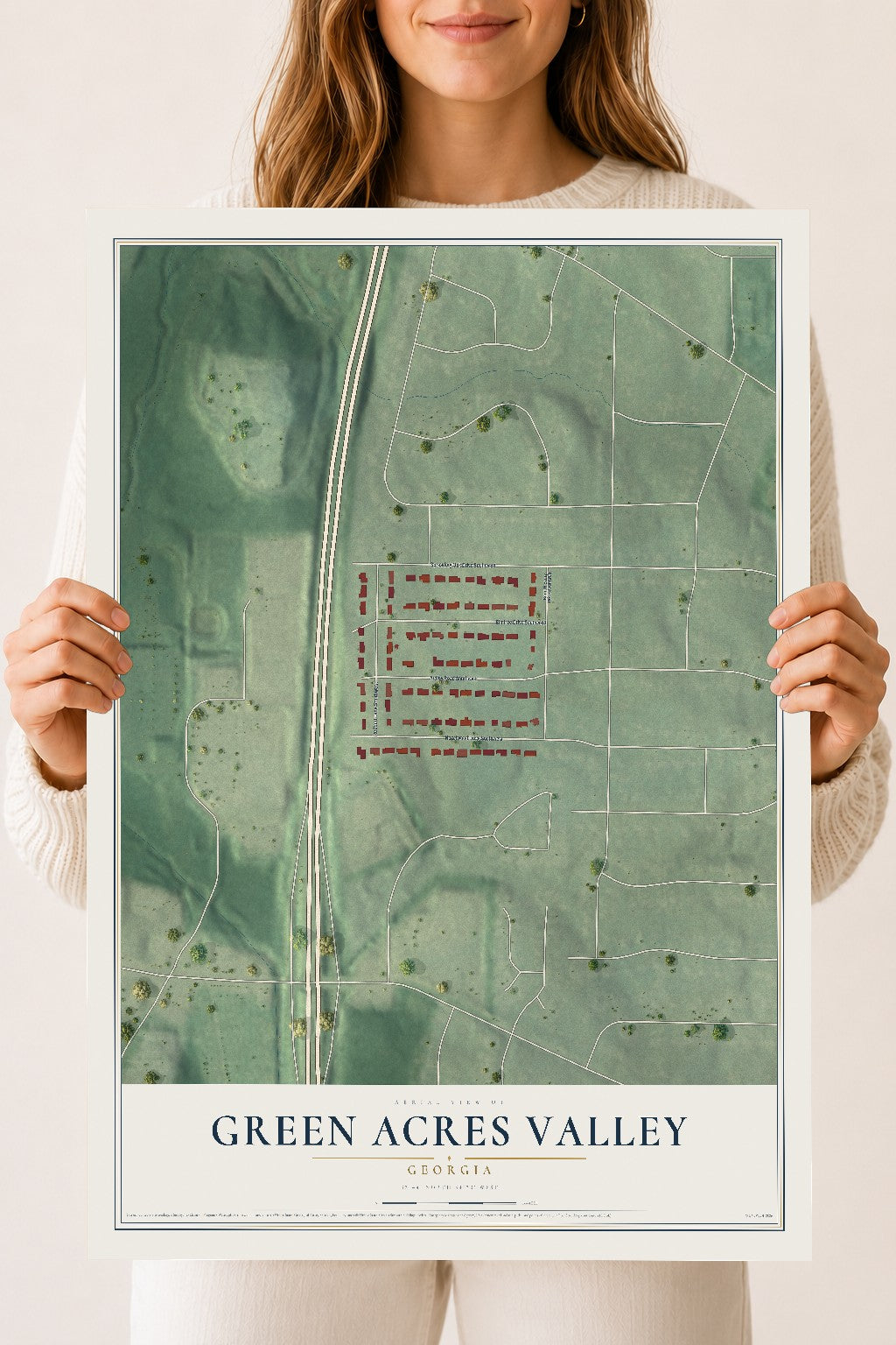 Green Acres Valley, Georgia map print, 18" x 24" Archival Matte Print mockup