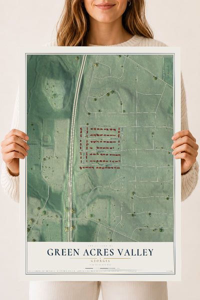 Green Acres Valley, Georgia map print, 18" x 24" Archival Matte Print mockup