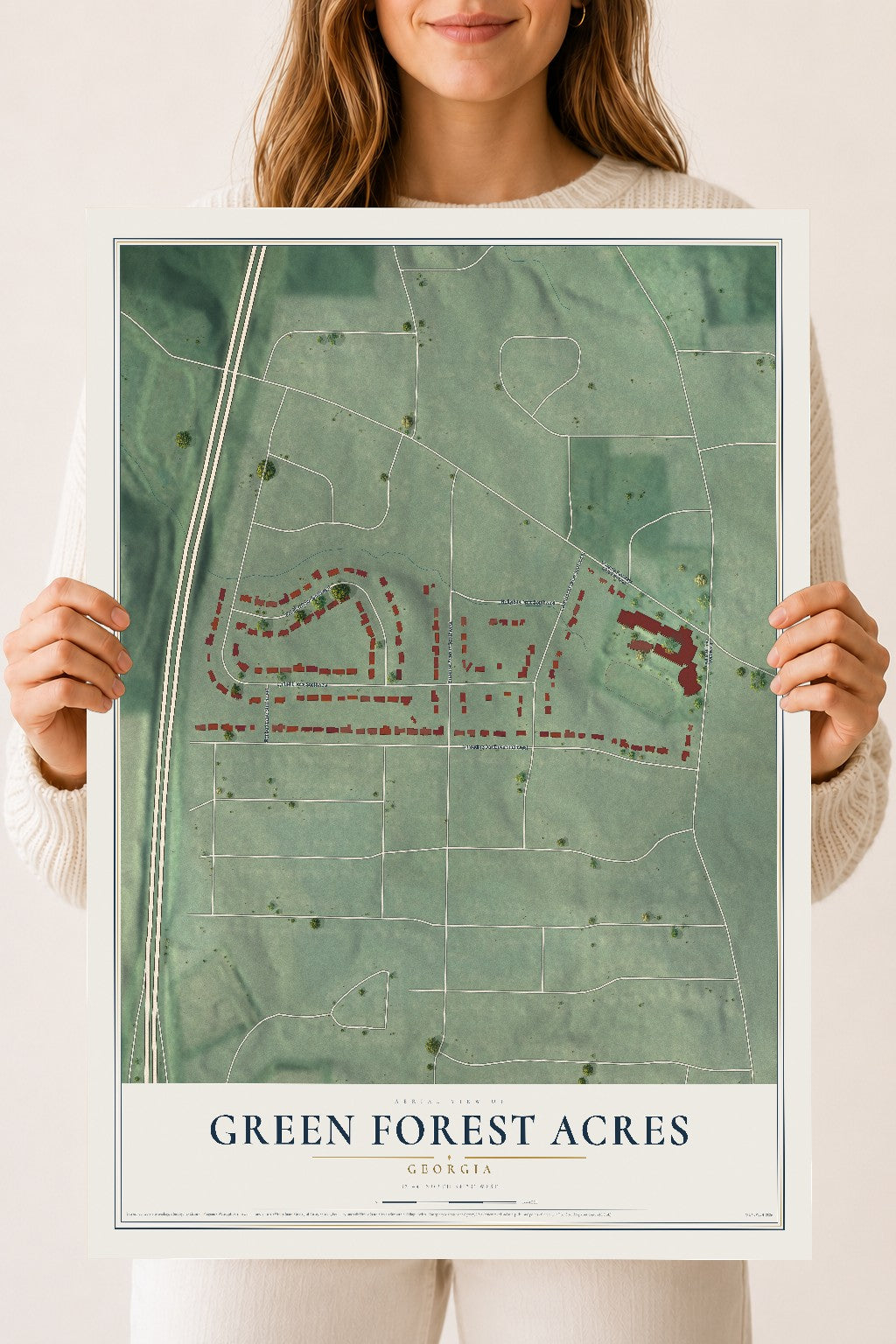 Green Forest Acres, Georgia map print, 18" x 24" Archival Matte Print mockup