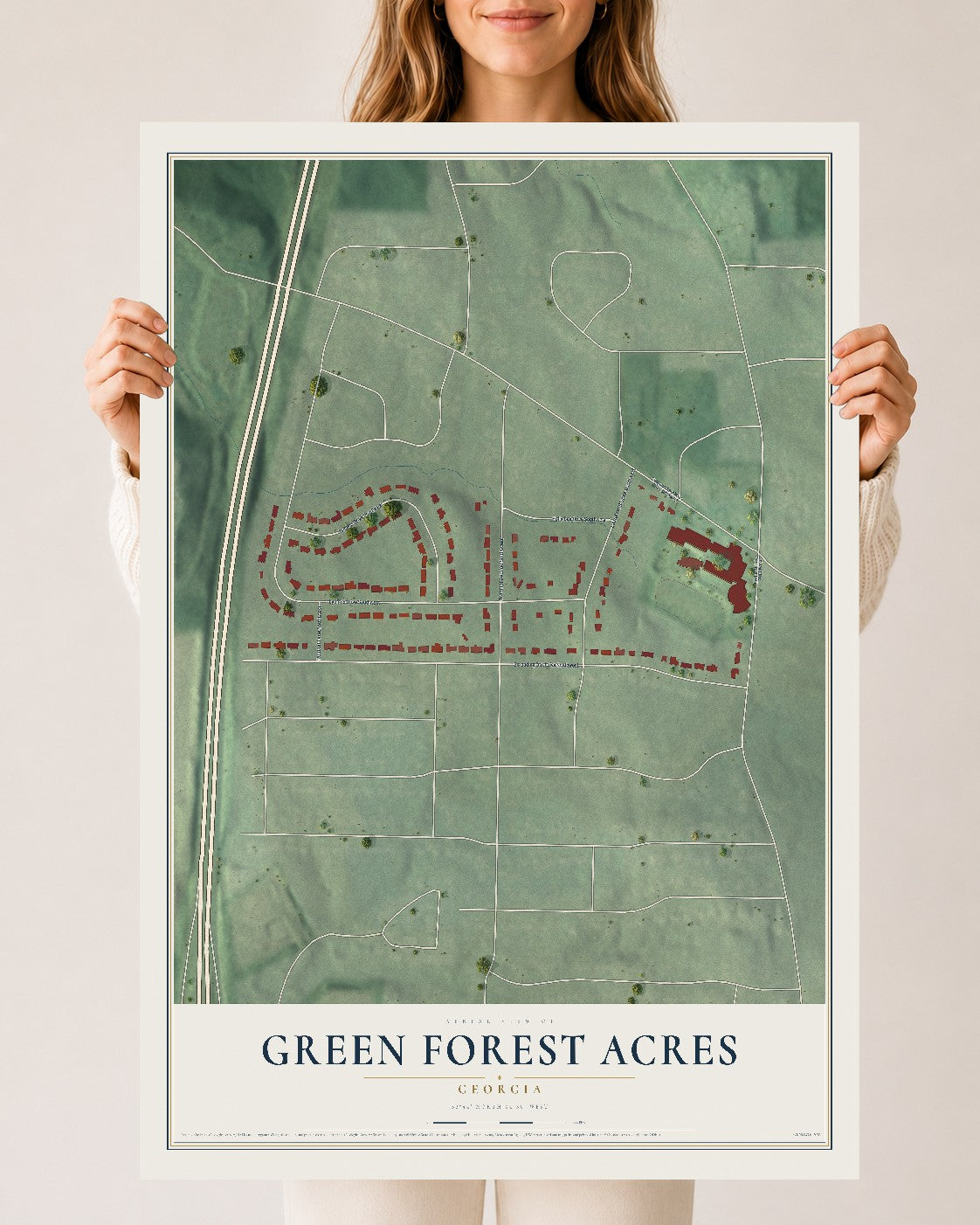Green Forest Acres, Georgia map print, 24" x 36" Archival Matte Print mockup
