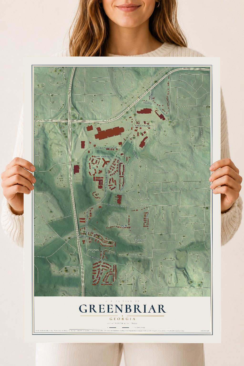 Greenbriar, Georgia map print, 18" x 24" Archival Matte Print mockup