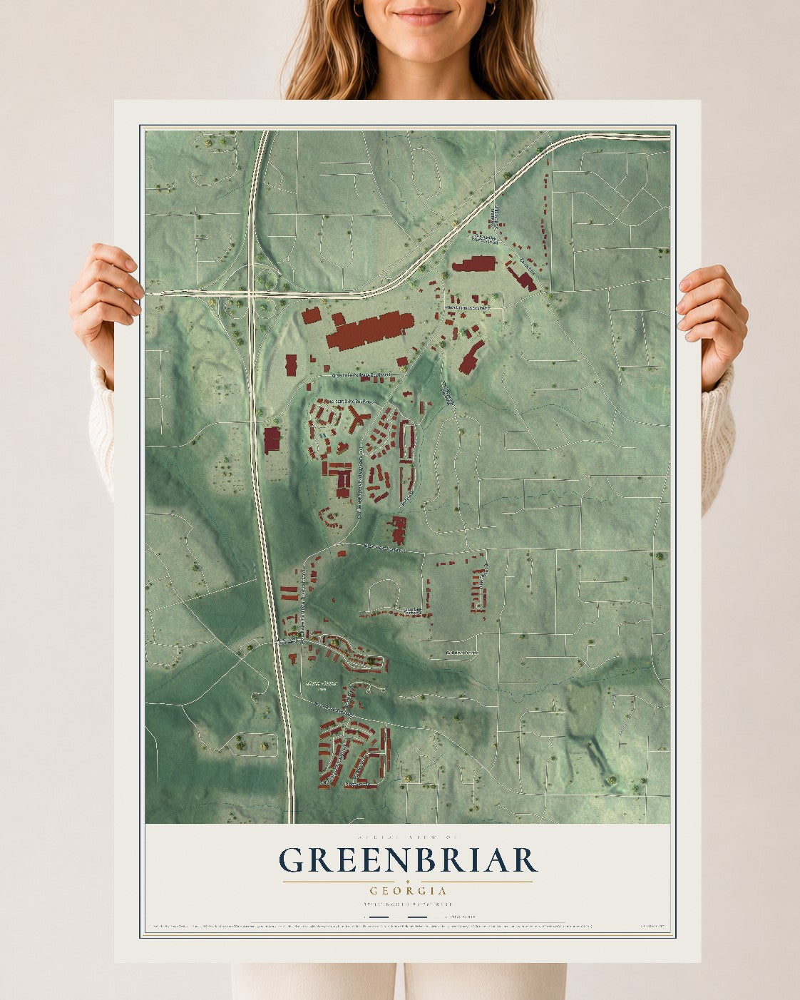 Greenbriar, Georgia map print, 24" x 36" Archival Matte Print mockup