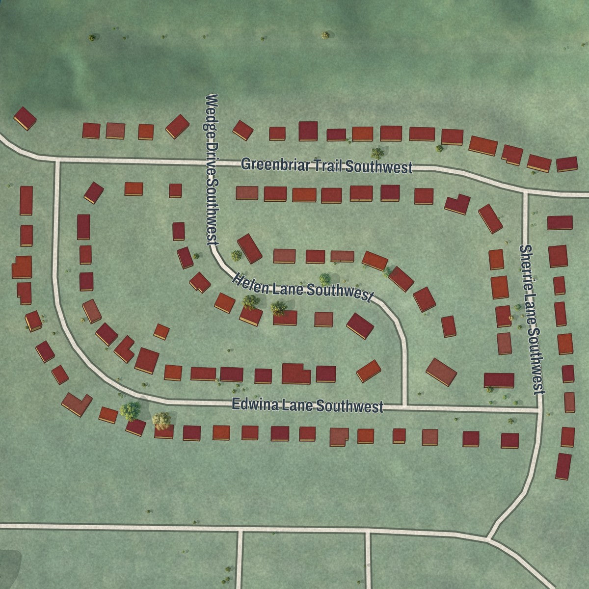 Close-up 1 of the Greenbriar Village, Georgia map artwork