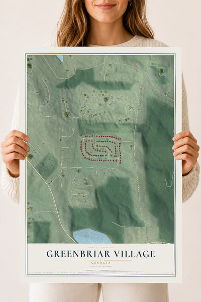 Greenbriar Village, Georgia map print, 18" x 24" Archival Matte Print mockup