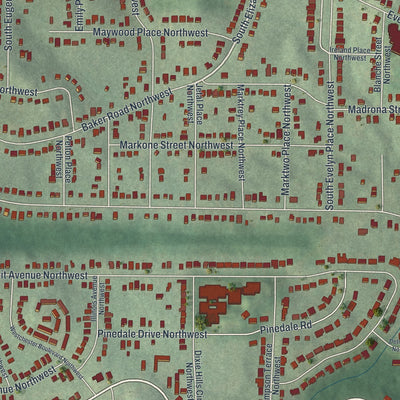 Close-up 1 of the Grove Park, Georgia map artwork