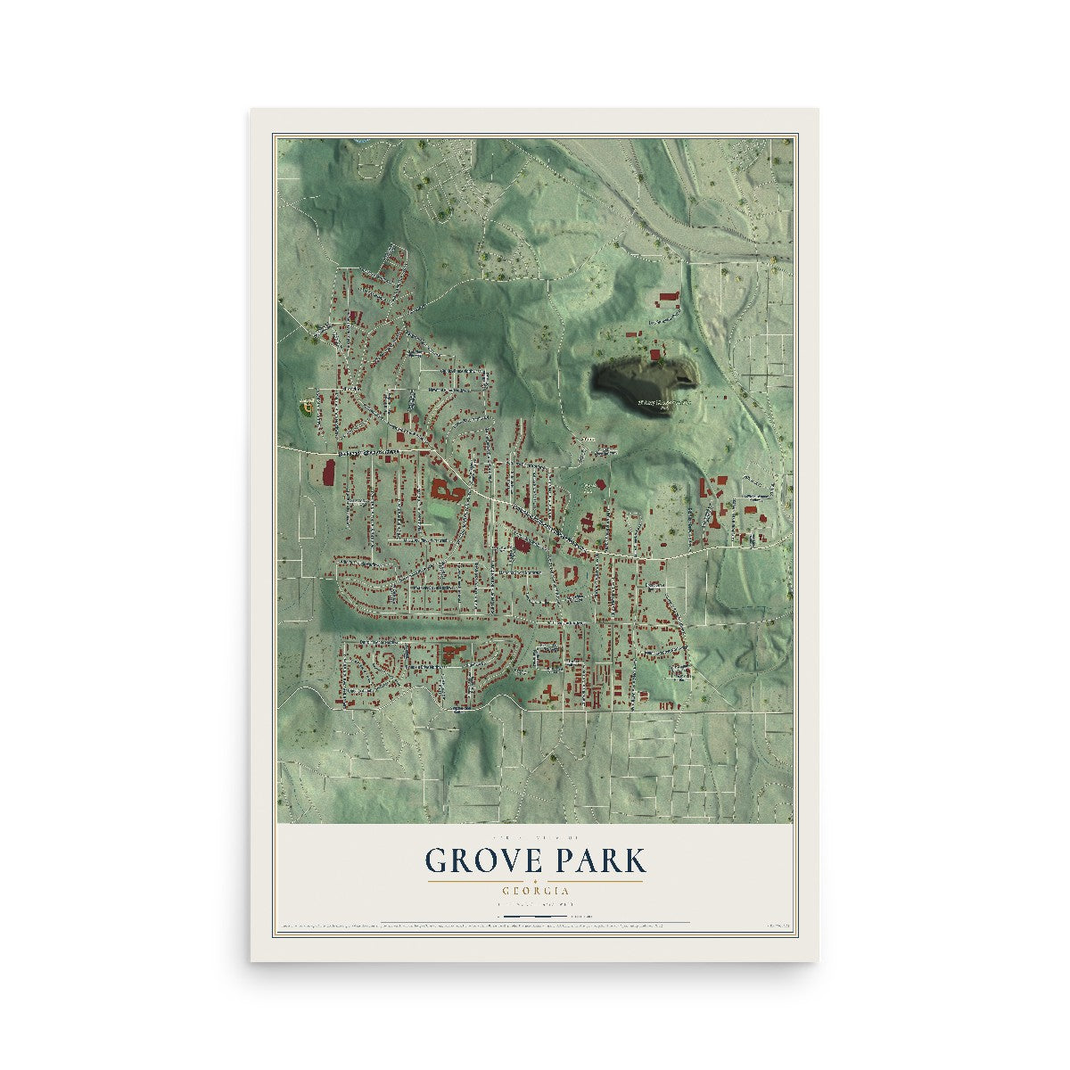 Grove Park, Georgia map print, 12" x 18" Archival Matte Print mockup