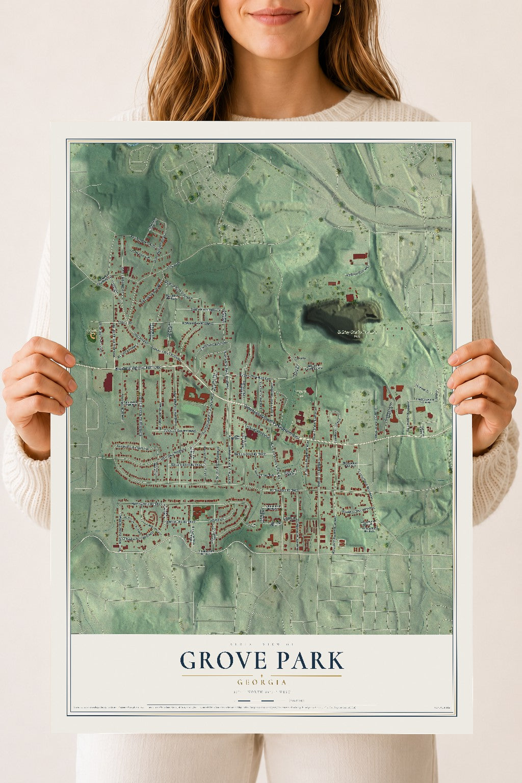 Grove Park, Georgia map print, 18" x 24" Archival Matte Print mockup