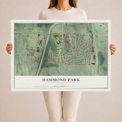Hammond Park, Georgia map print, 24" x 36" Archival Matte Print mockup