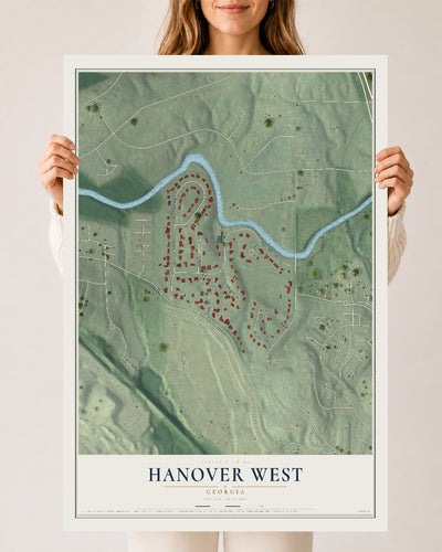 Hanover West, Georgia map print, 24" x 36" Archival Matte Print mockup