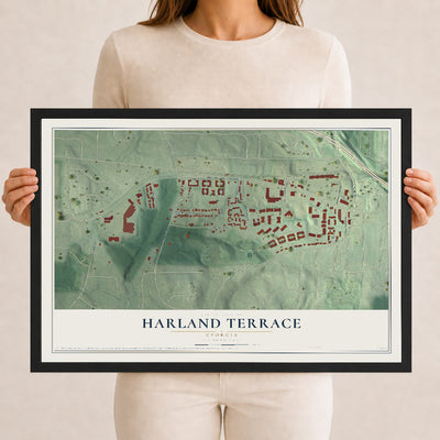 Harland Terrace, Georgia map print, 12" x 18" W/ Black Ayous Wood Frame mockup