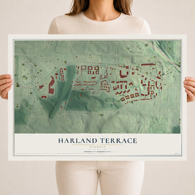 Harland Terrace, Georgia map print, 18" x 24" Archival Matte Print mockup