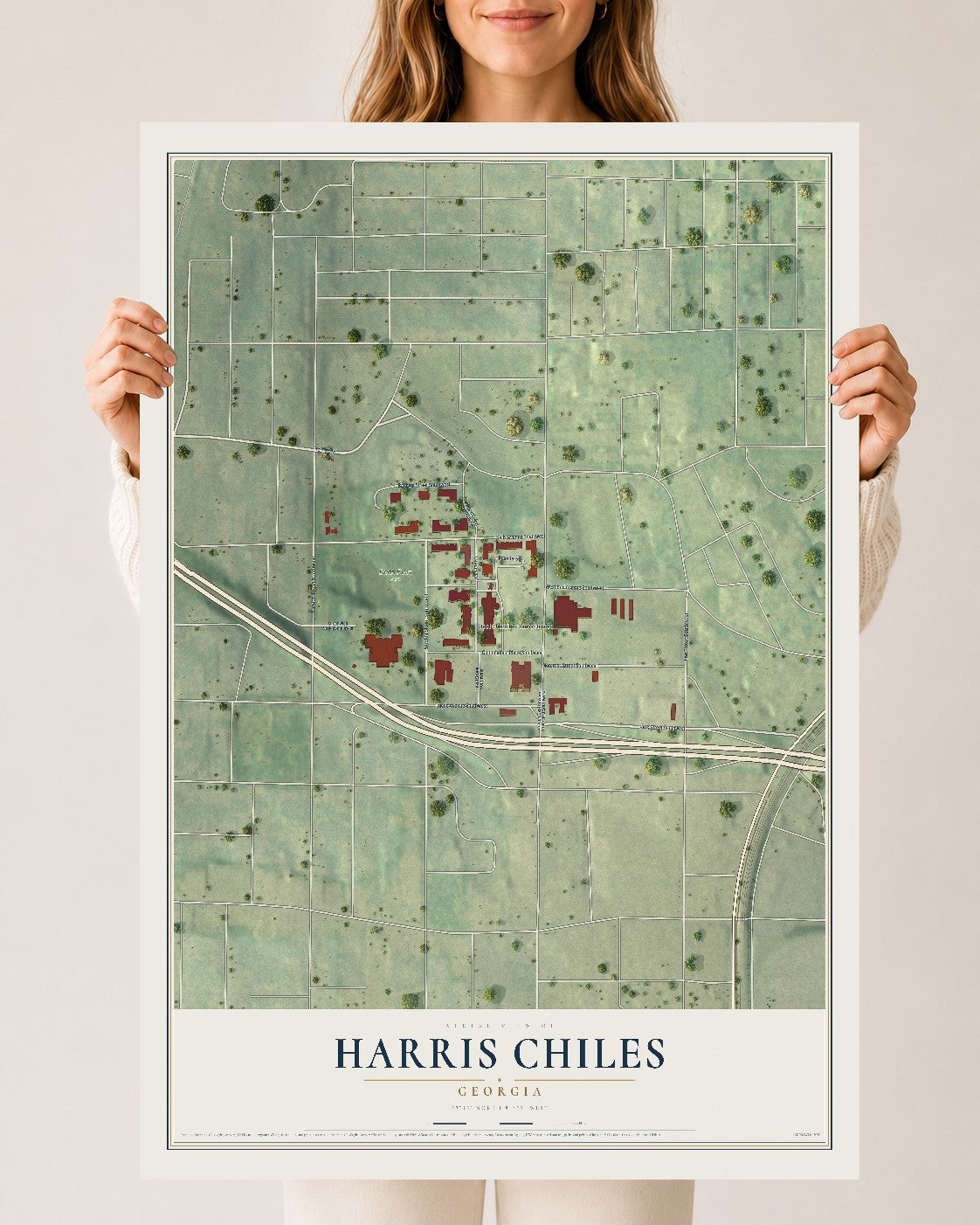 Harris Chiles, Georgia map print, 24" x 36" Archival Matte Print mockup