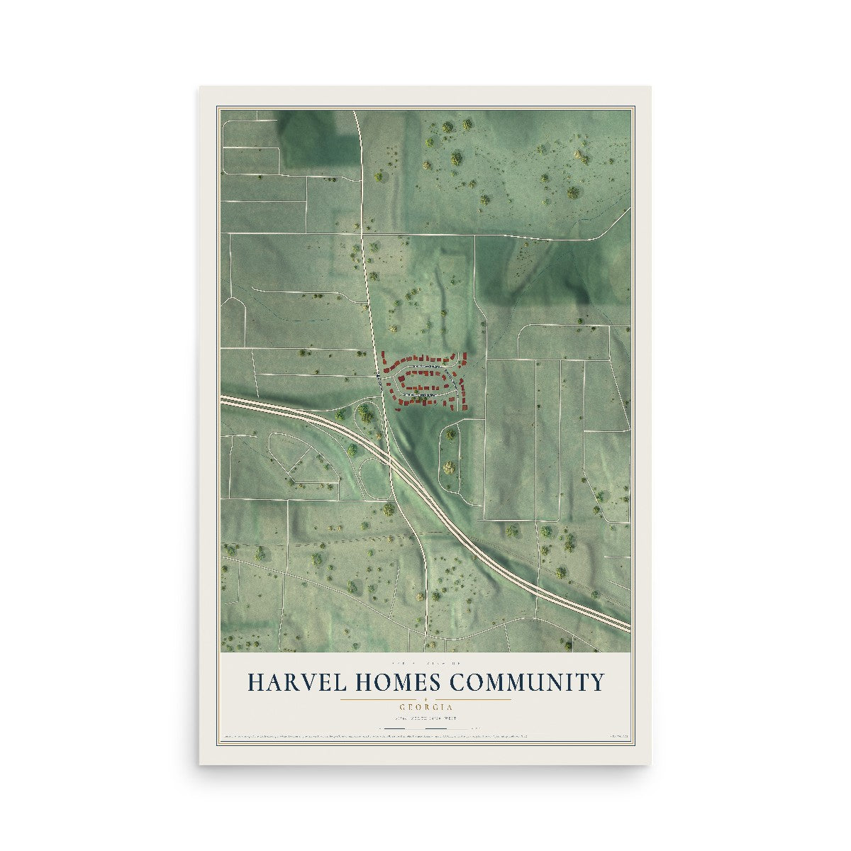 Harvel Homes Community, Georgia map print, 12" x 18" Archival Matte Print mockup