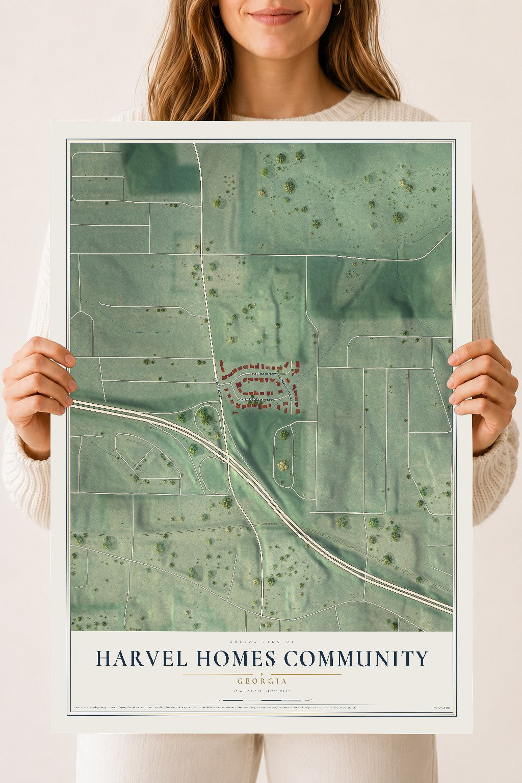Harvel Homes Community, Georgia map print, 18" x 24" Archival Matte Print mockup