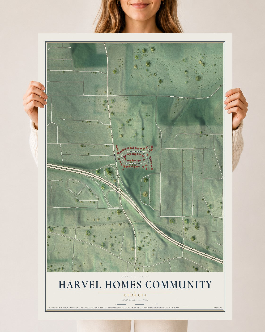 Harvel Homes Community, Georgia map print, 24" x 36" Archival Matte Print mockup
