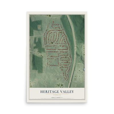Heritage Valley, Georgia map print, 12" x 18" Archival Matte Print mockup