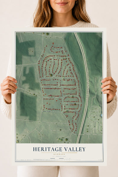 Heritage Valley, Georgia map print, 18" x 24" Archival Matte Print mockup