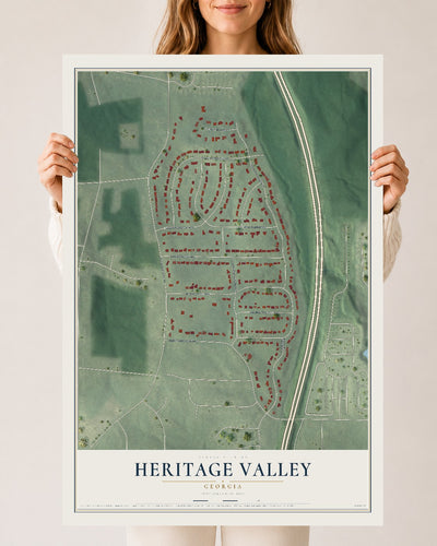 Heritage Valley, Georgia map print, 24" x 36" Archival Matte Print mockup
