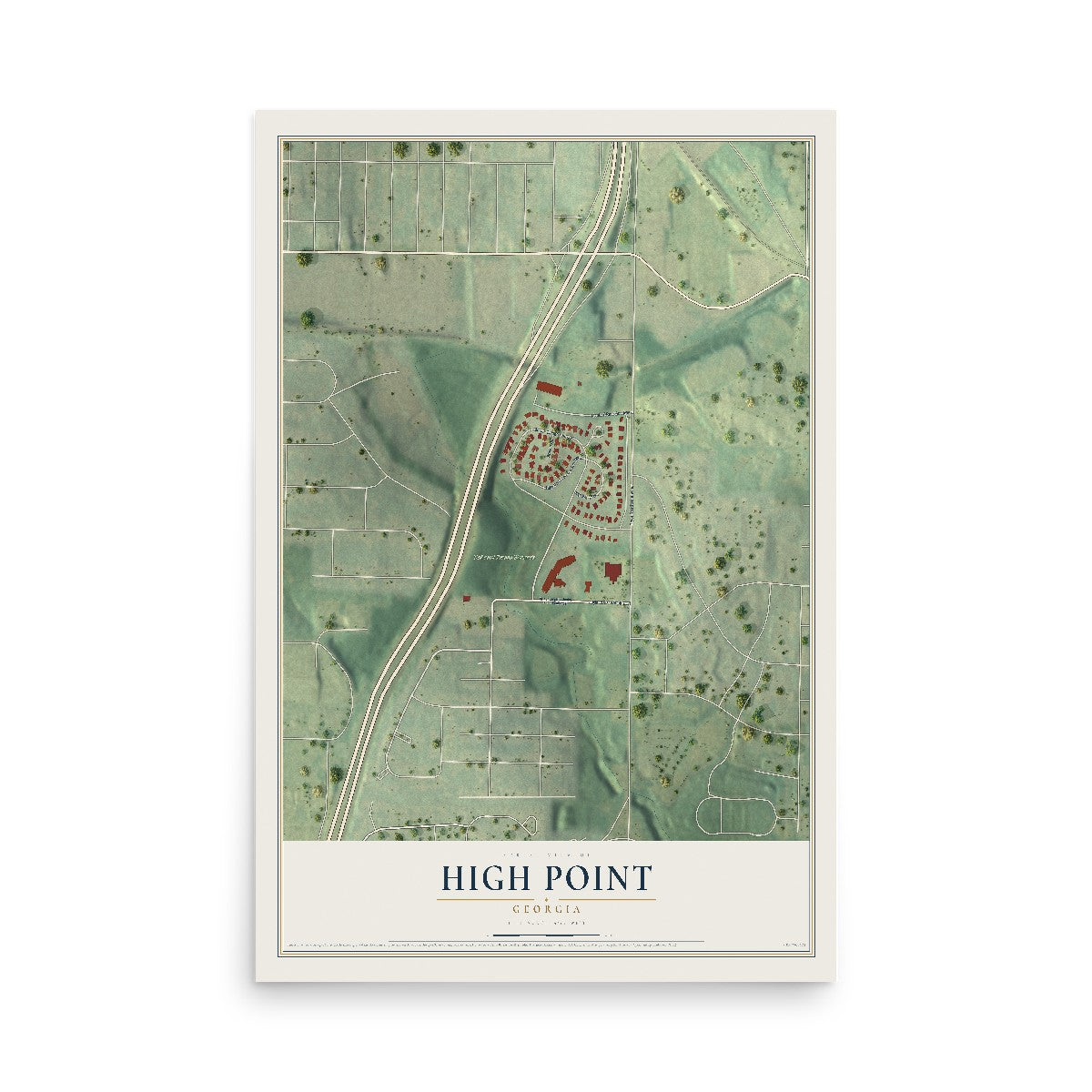 High Point, Georgia map print, 12" x 18" Archival Matte Print mockup