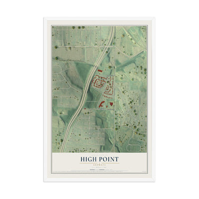 High Point, Georgia map print, 12" x 18" W/ White Ayous Wood Frame mockup