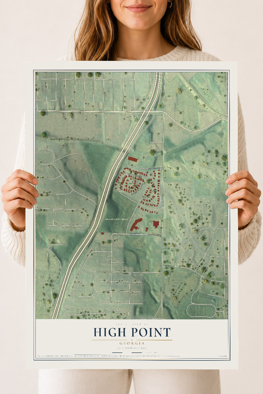 High Point, Georgia map print, 18" x 24" Archival Matte Print mockup