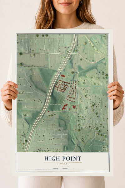 High Point, Georgia map print, 18" x 24" Archival Matte Print mockup