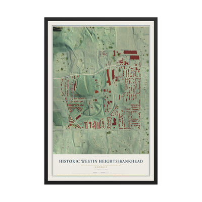 Historic Westin Heights-Bankhead, Georgia map print, 12" x 18" W/ Black Ayous Wood Frame mockup