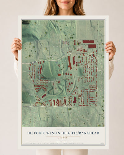 Historic Westin Heights-Bankhead, Georgia map print, 24" x 36" Archival Matte Print mockup