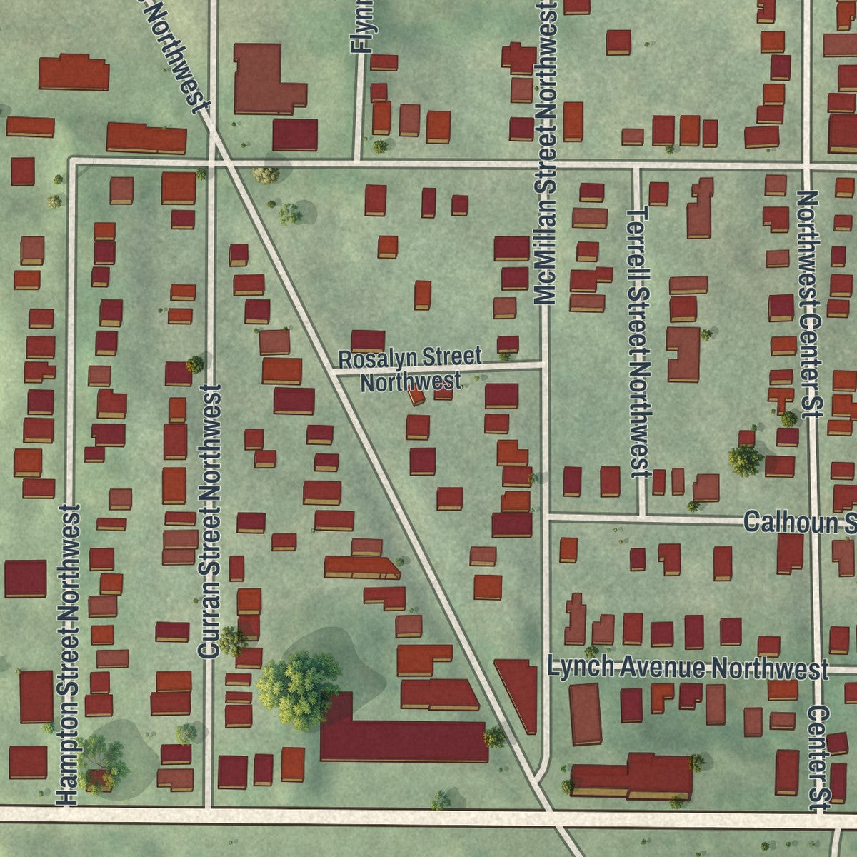 Close-up 1 of the Home Park, Georgia map artwork