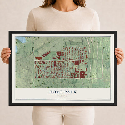 Home Park, Georgia map print, 12" x 18" W/ Black Ayous Wood Frame mockup