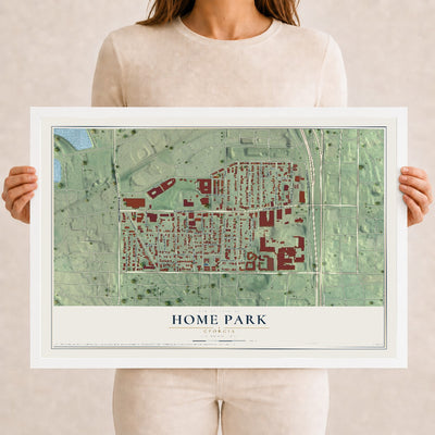 Home Park, Georgia map print, 12" x 18" W/ White Ayous Wood Frame mockup