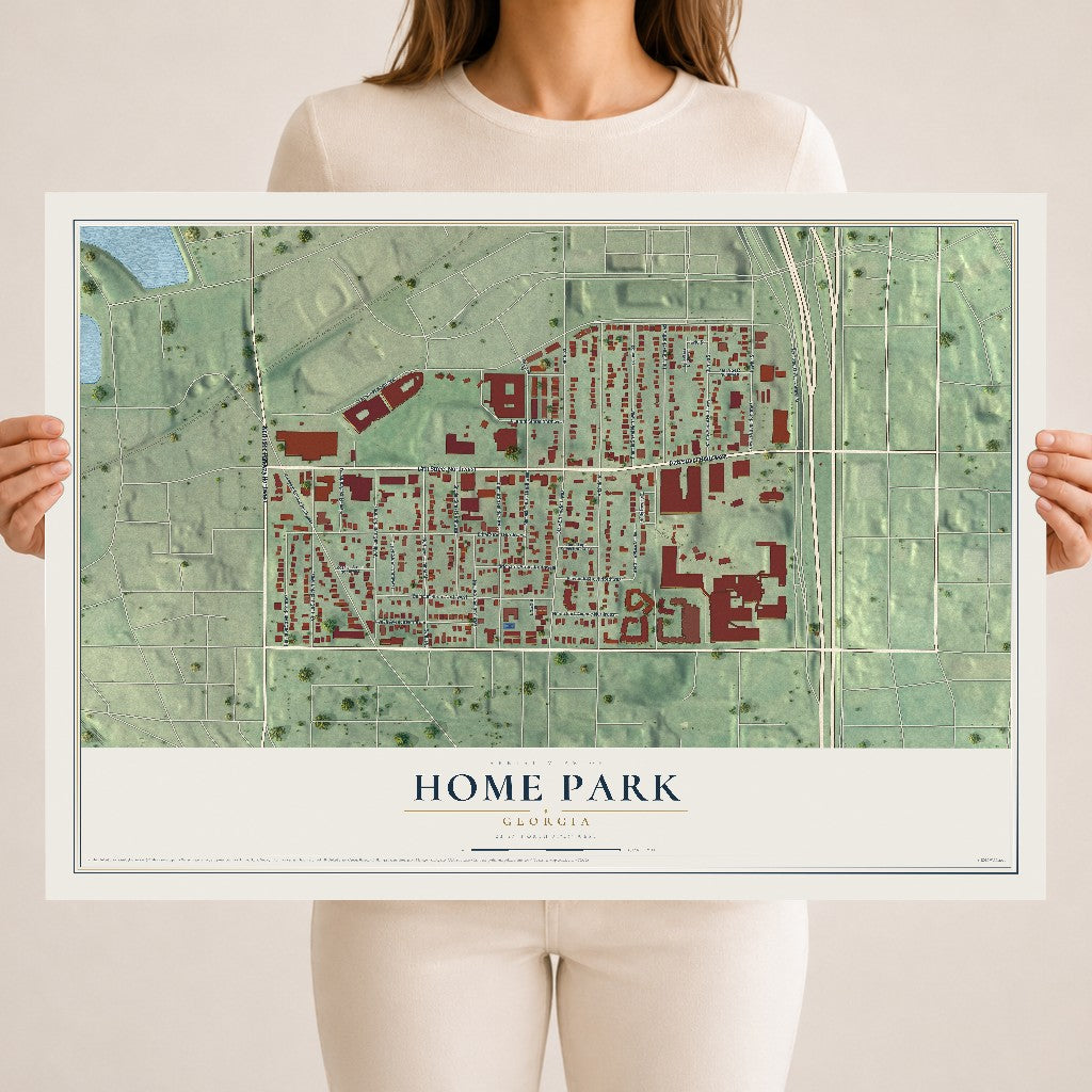 Home Park, Georgia map print, 18" x 24" Archival Matte Print mockup