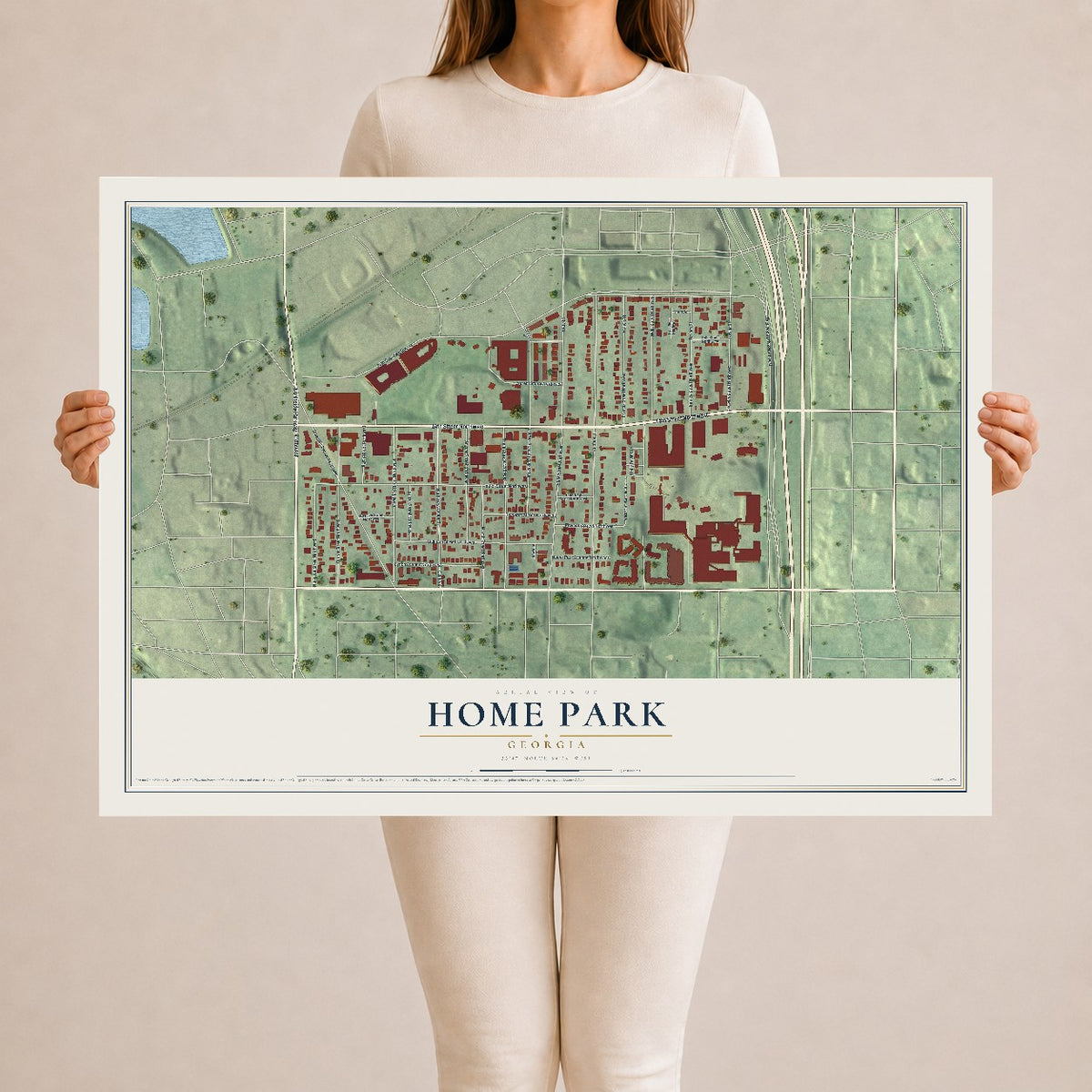 Home Park, Georgia map print, 24" x 36" Archival Matte Print mockup