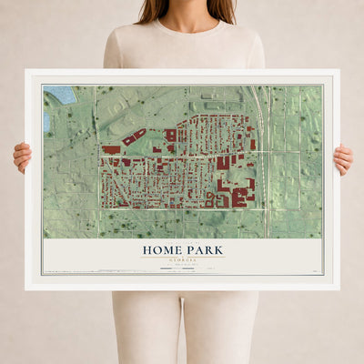 Home Park, Georgia map print, 24" x 36" W/ White Ayous Wood Frame mockup