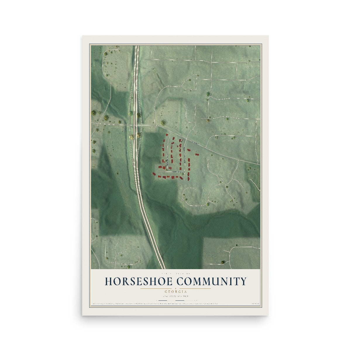 Horseshoe Community, Georgia map print, 12" x 18" Archival Matte Print mockup