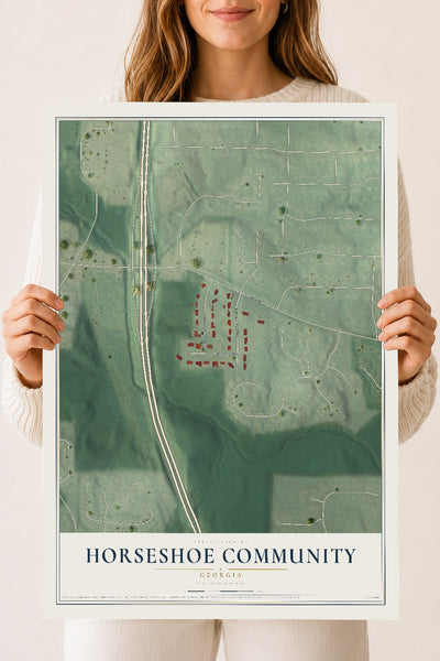 Horseshoe Community, Georgia map print, 18" x 24" Archival Matte Print mockup