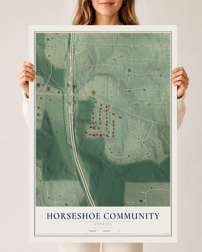 Horseshoe Community, Georgia map print, 24" x 36" Archival Matte Print mockup