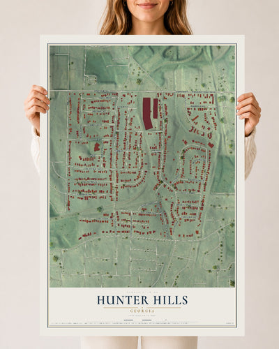 Hunter Hills, Georgia map print, 24" x 36" Archival Matte Print mockup