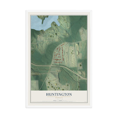 Huntington, Georgia map print, 12" x 18" W/ White Ayous Wood Frame mockup