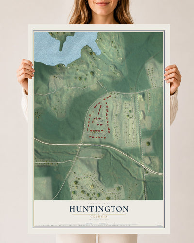 Huntington, Georgia map print, 24" x 36" Archival Matte Print mockup