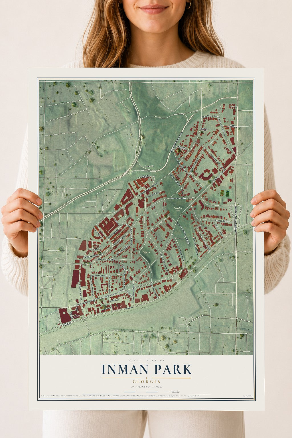Inman Park, Georgia map print, 18" x 24" Archival Matte Print mockup