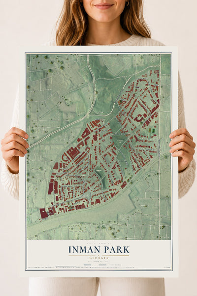 Inman Park, Georgia map print, 18" x 24" Archival Matte Print mockup