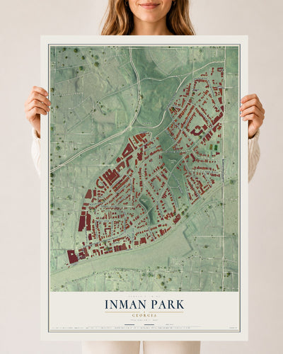 Inman Park, Georgia map print, 24" x 36" Archival Matte Print mockup