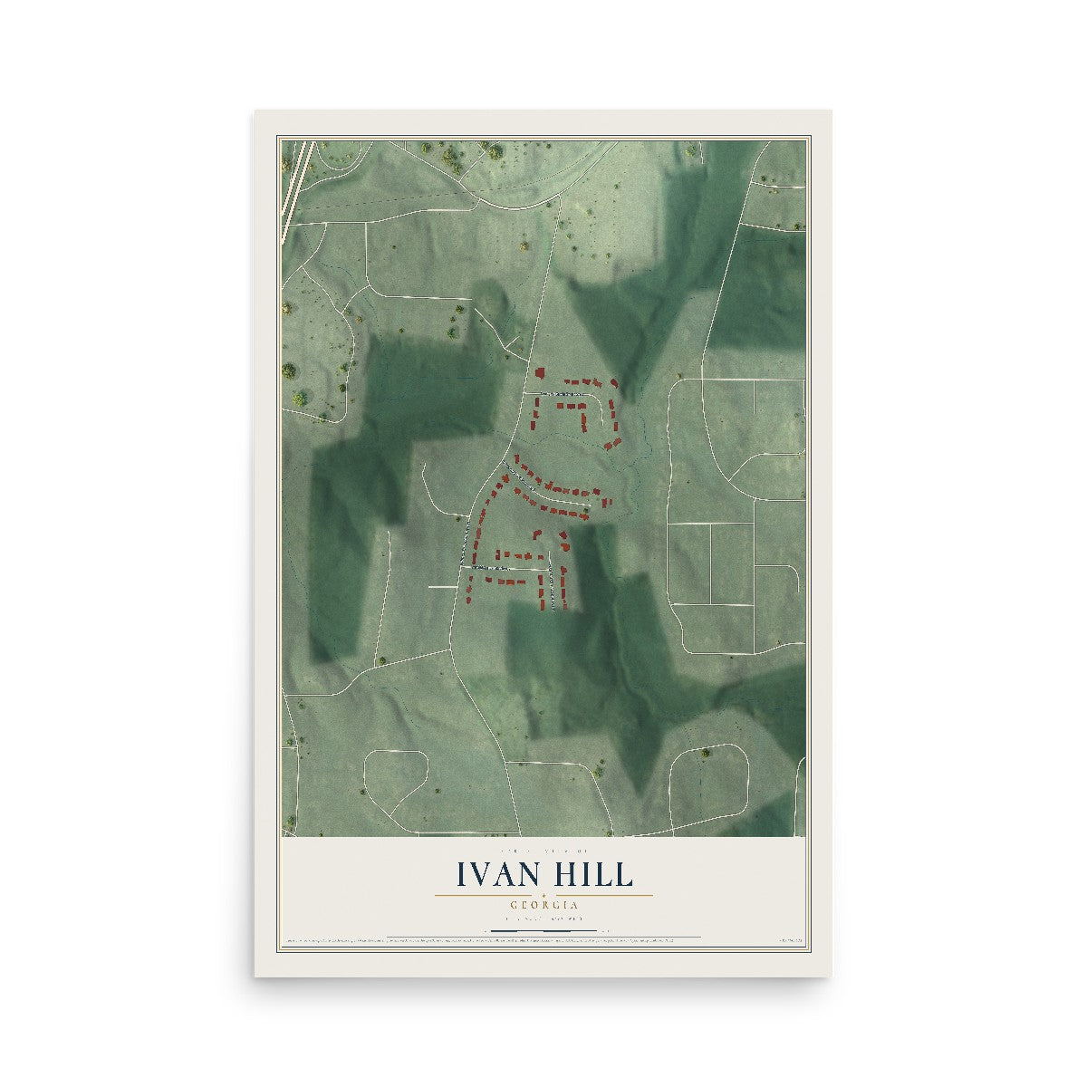 Ivan Hill, Georgia map print, 12" x 18" Archival Matte Print mockup