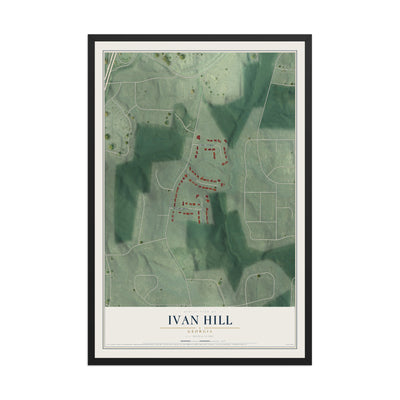 Ivan Hill, Georgia map print, 12" x 18" W/ Black Ayous Wood Frame mockup