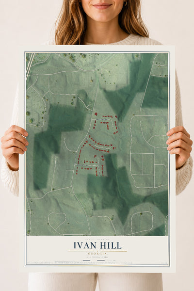 Ivan Hill, Georgia map print, 18" x 24" Archival Matte Print mockup