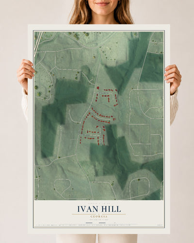Ivan Hill, Georgia map print, 24" x 36" Archival Matte Print mockup