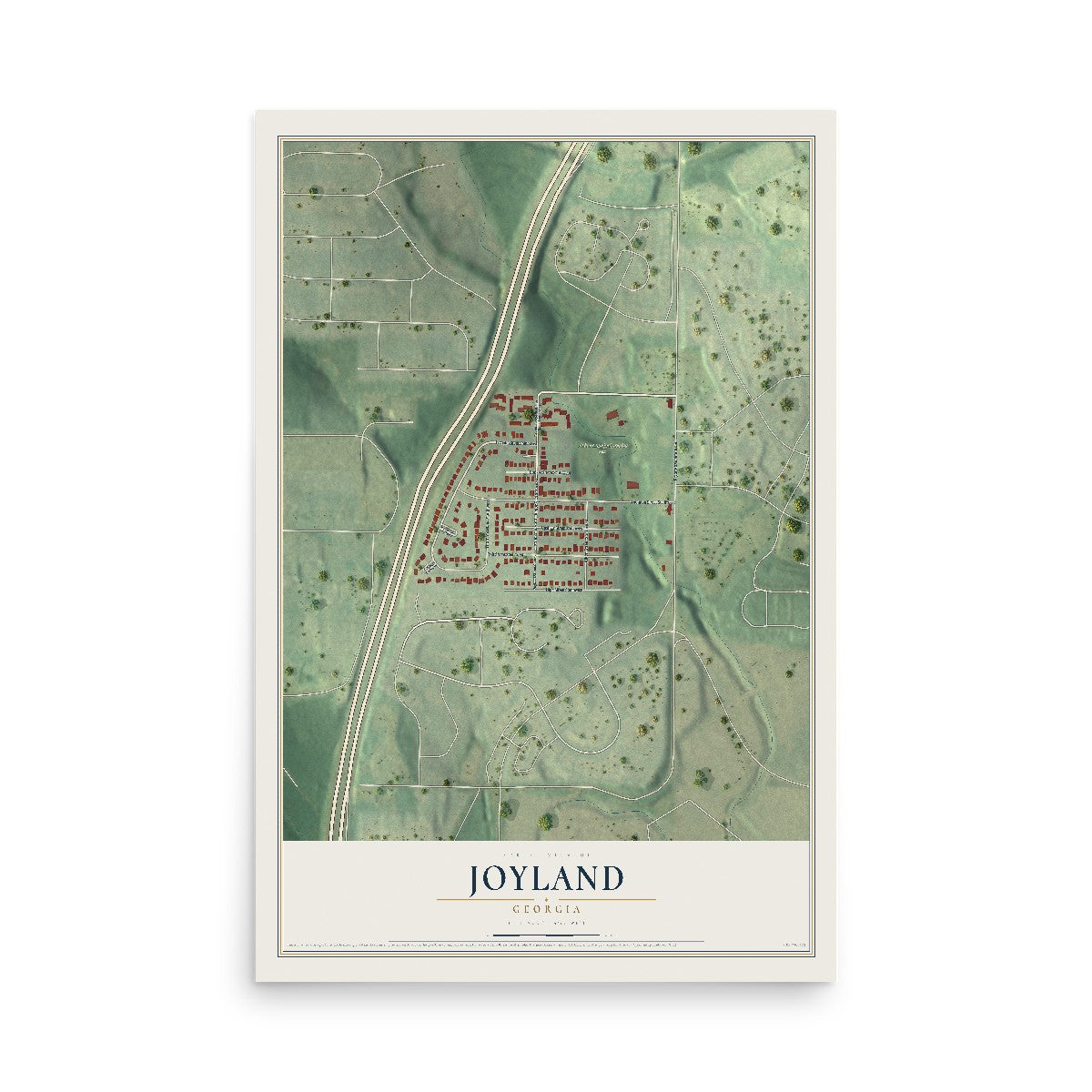 Joyland, Georgia map print, 12" x 18" Archival Matte Print mockup