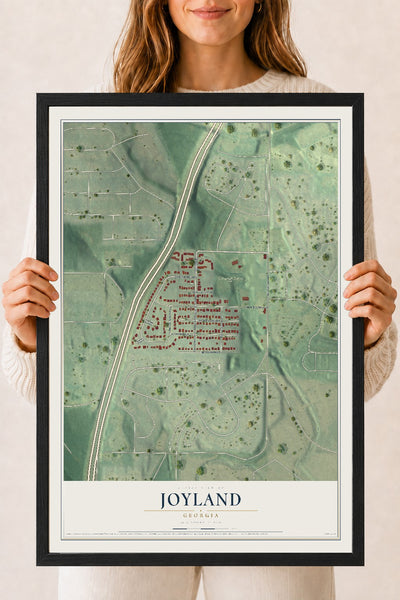 Joyland, Georgia map print, 18" x 24" W/ Black Ayous Wood Frame mockup