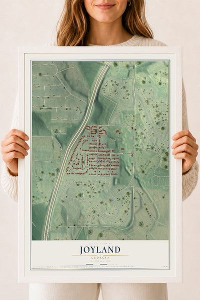 Joyland, Georgia map print, 18" x 24" W/ White Ayous Wood Frame mockup